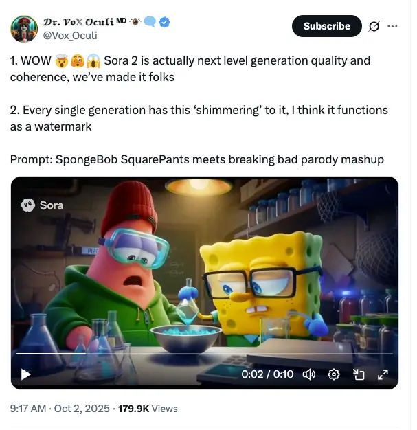 Sora 2 AI generated SpongeBob style cartoon video with vibrant colors and character consistency